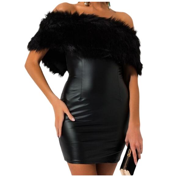 AKIRA Dresses & Skirts - The AKIRA  True Royalty Off The Shoulder Mini Black Dress **SIZE LARGE**